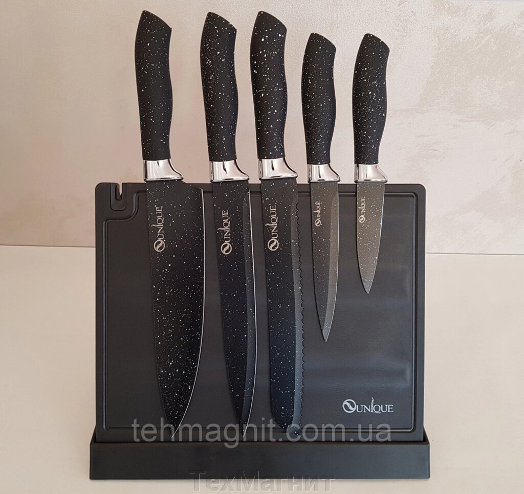 Набір кухонних ножів з магнітною дошкою Unique UN-1841 від компанії ТехМагніт - фото 1