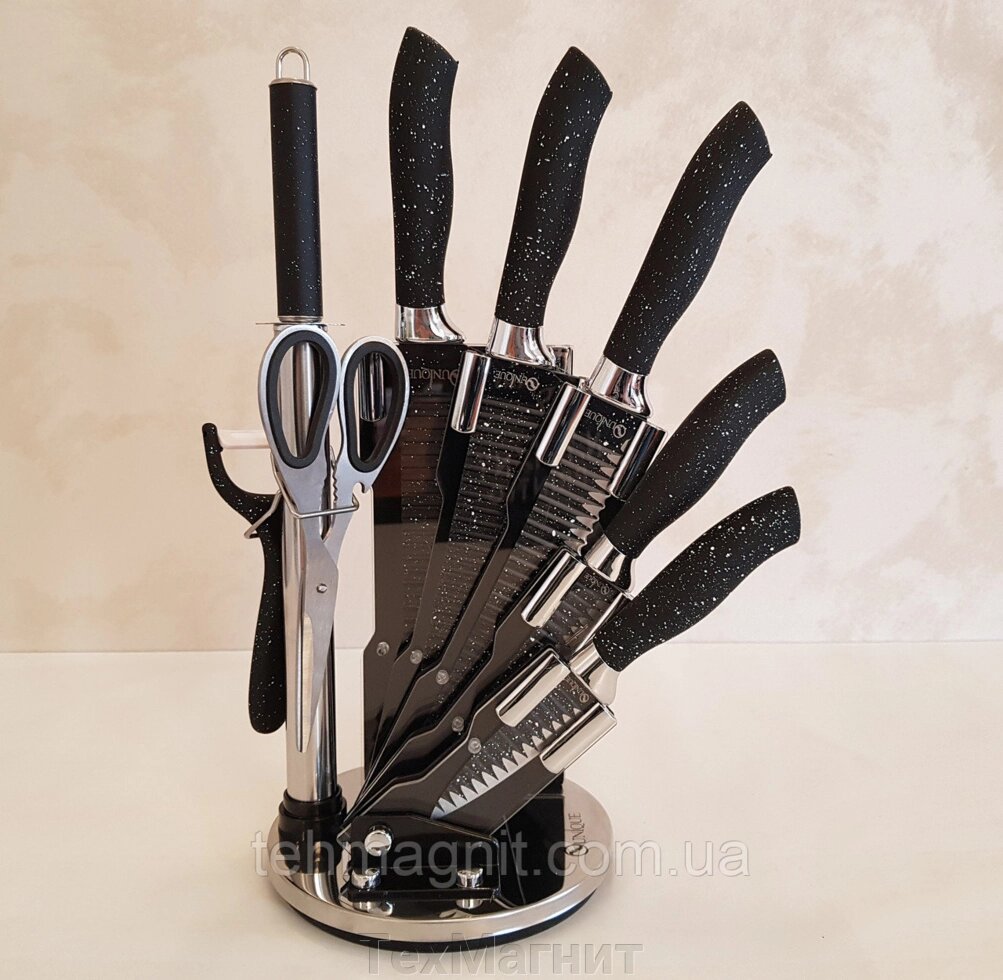 Набор кухонных ножей с подставкой Unique UN-1831 ##от компании## ТехМагнит - ##фото## 1