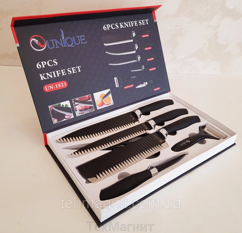 Набор кухонных ножей Unique UN-1821 ##от компании## ТехМагнит - ##фото## 1
