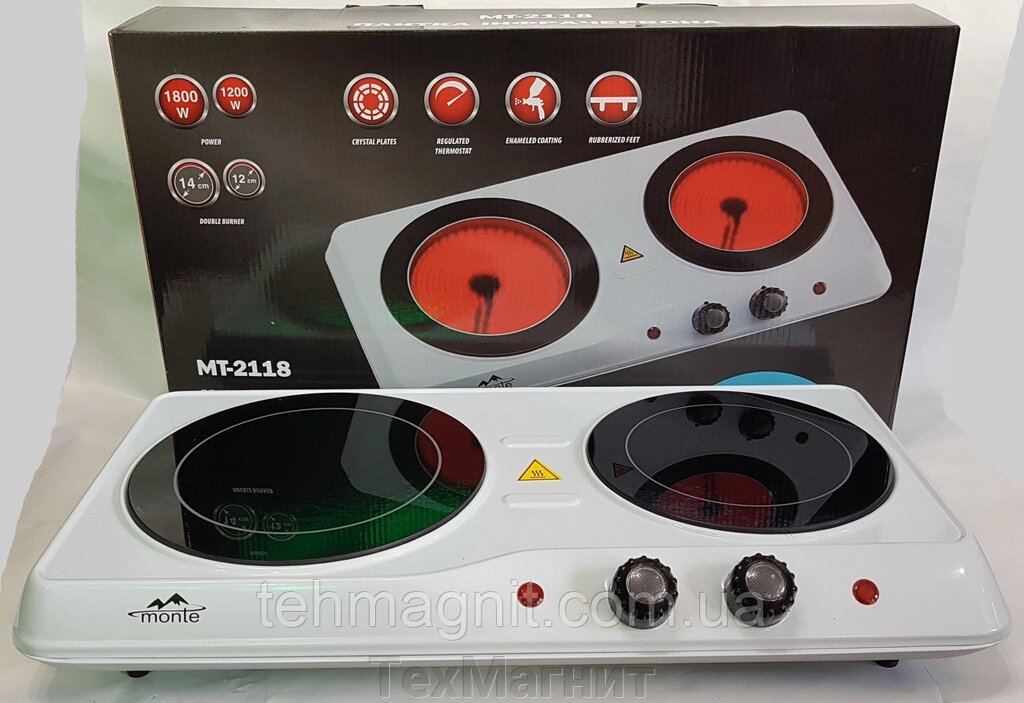 Інфрачервона плита MT-2118 (дві конфорки 1800 1200 Вт) - характеристики