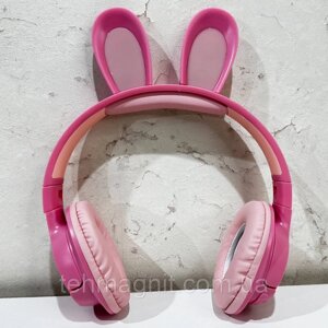 Бездротові навушники з підсвічуванням зайчики KT56 рожевий