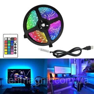 Світлодіодна стрічка RGB LED підсвічування для телевізора та монітора з пультом д/в USB 2 метри