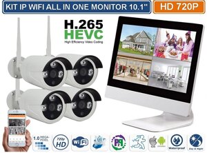 Відеоспостереження бездротової wifi з монітором 10" дюймів на 4 камери PC1806-4 комплект