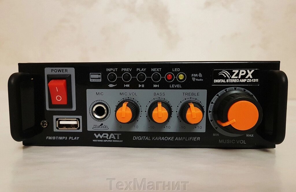 Підсилювач потужності звуку AMP ZX-1311, MP3 USB Micro SD, FM Bluetooth від компанії ТехМагніт - фото 1