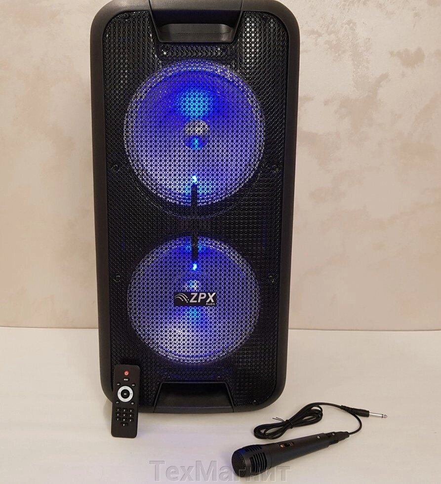 Портативна Колонка з радиомикрофонам ZPX ZX-7775 (USB/Bluetooth/FM/LED/TWS ) 150W від компанії ТехМагніт - фото 1