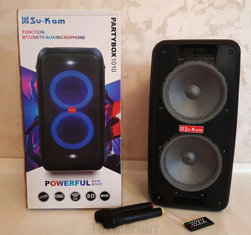 Портативна Колонка з радіомікрофонами SU-KAM PARTYBOX-1010 (USB/Bluetooth/Аккуммулятор) від компанії ТехМагніт - фото 1