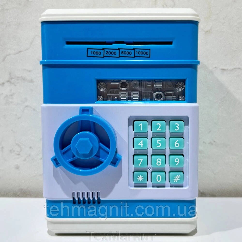 Сейф скарбничка з кодовим замком Number Bank блакитний від компанії ТехМагніт - фото 1