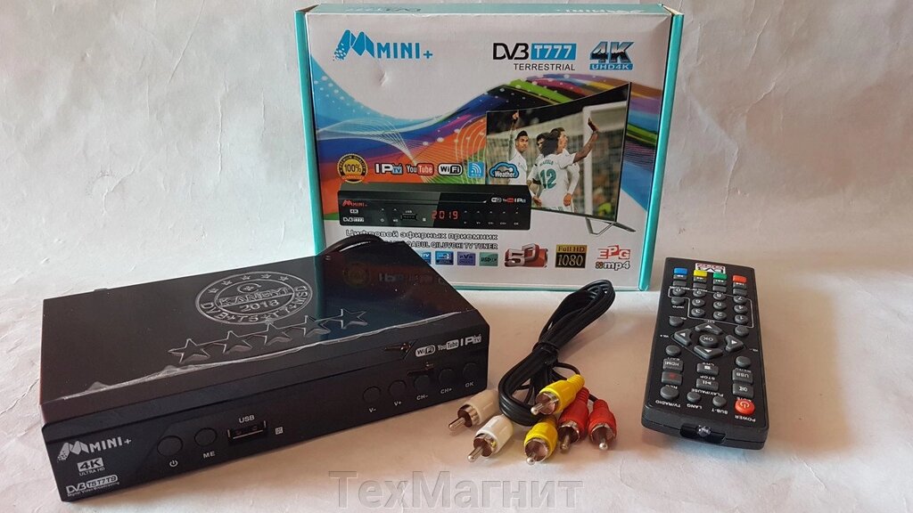 T2 тюнер цифровий ефірний AAMini+ DV3 T777 IPTV + YouTube + WIFI + 4k з екраном від компанії ТехМагніт - фото 1