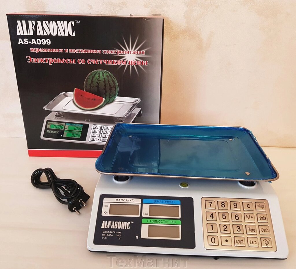 Ваги електронні торгові до 55 кг Alfasonik AS-A099 з металевими кнопками від компанії ТехМагніт - фото 1