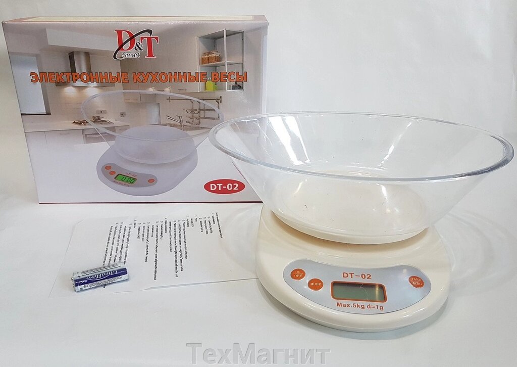 Ваги кухонні електронні з чашкою D&T DT-02 до 5 кг від компанії ТехМагніт - фото 1