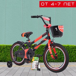 Детский Двухколесный Велосипед 16" дюймов от 4 - 7 лет с Дополнительными Боковыми Колесами 2+2 HAMMER 16 S500