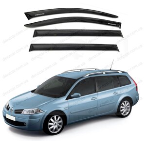 Дефлектори вікон Renault Megane II Wagon 5d 2002-2008 накл. деф. вікон "Cobra Tuning"Вітровики Рено Меган 2 вагон