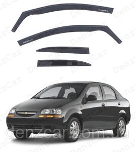 Вітровики CHEVROLET Aveo Т200 2003-2008 (вставні) Дефлектори вікон Шевроле Авео седан Т200