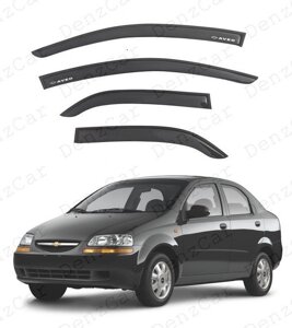 Вітровики CHEVROLET Aveo Т200 Sd 2003-2008 (на скотчі) Дефлектори вікон Авео Т200