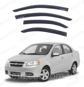 Вітровики CHEVROLET Aveo Т250 Sd 2006-2011 (на скотчі) Дефлектори вікон Авео седан Т250