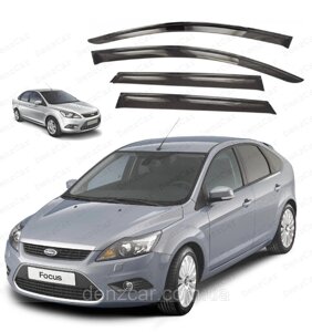 Вітровики Ford Focus II Sd/Hb 5d 2004-2010 (на скотчі) Дефлектори вікон Форд Фокус 2