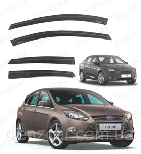 Вітровики Ford Focus III Sd/Hb 5d 2011 (на скотчі) Дефлектори вікон Форд Фокус 3