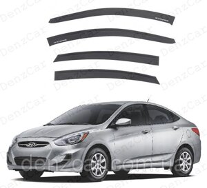 Вітровики Hyundai Accent/Solaris Sd 2011-на скотчі) Дефлектори вікон Хюндай Акцент\Соляріс