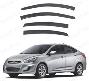 Вітровики Hyundai Accent/Solaris Sd 2011-на скотчі) Дефлектори вікон Хюндай Акцент\Соляріс