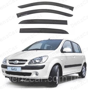 Вітровики Hyundai Getz 2002-2010 (на скотчі) Дефлектори вікон Хюндай Гетц