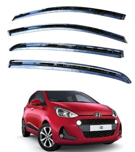 Вітровики Hyundai I10 Hb 5d 2007-2014 ХРОМ \ Дефлектори вікон Хюндай I10 Hb 5d 2007-2014 ХРОМ