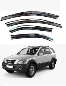 Вітровики Kia Sorento (BL) 2002-2009 ХРОМ \ Дефлектори вікон Кіа Соренто (BL) 2002-2009 ХРОМ