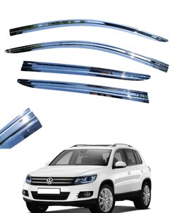 Вітровики VW Tiguan 2008-2016 ХРОМ \ Дефлектори вікон Фольксваген Тігуан 2008-2016