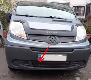 Зимова нижня накладка на решітку (під номером) 2001-2007, Глянцева Renault Trafic 2001-2015 - Заглушка радіатора Рено