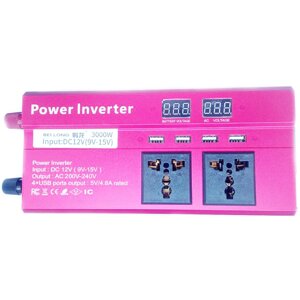 Автомобільний інвертор Bei Long Power Inverter 019 c 12V на 220V 3000W модифікована синусоїда Red, 3розетки, 4USB