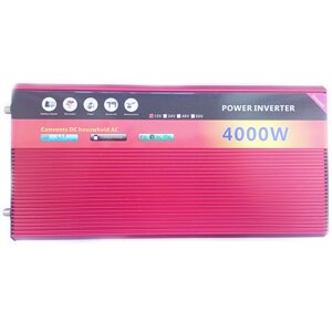 Автомобільний інвертор Power Inverter 001 c 12V на 220V 4000W модифікована синусоїда Red, 2розетки (11039)