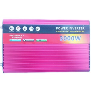 Автомобільний інвертор Power Inverter 002 c 12V на 220V 3000W модифікована синусоїда Red, 2розетки, 1USB (11038)