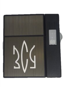 Портсигар на 20 сигарет із запальничкою та електроприкурювачем HL-424 Black Brown ЗСУ (15696)