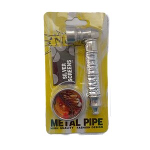 Трубка курильна металева + гріндер для подрібнення тютюну №YD-486 (Silver) Трубка для куріння