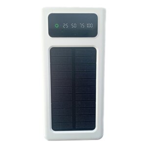 УМБ Power Bank Solar 50000mAh повірбанк 4 в 1 з сонячною панеллю, екраном, ліхтариком White (11223)