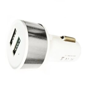 Зарядний пристрій 12584 автомобільне кругле 2USB 2.1A White Silver (11566)