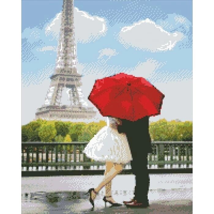 Алмазна мозаїка "Любов в Парижі" ідейки 40x50см AM1011 від компанії Оптово-роздрібний магазин канцтоварів «ШКОЛЯРИК» - фото 1