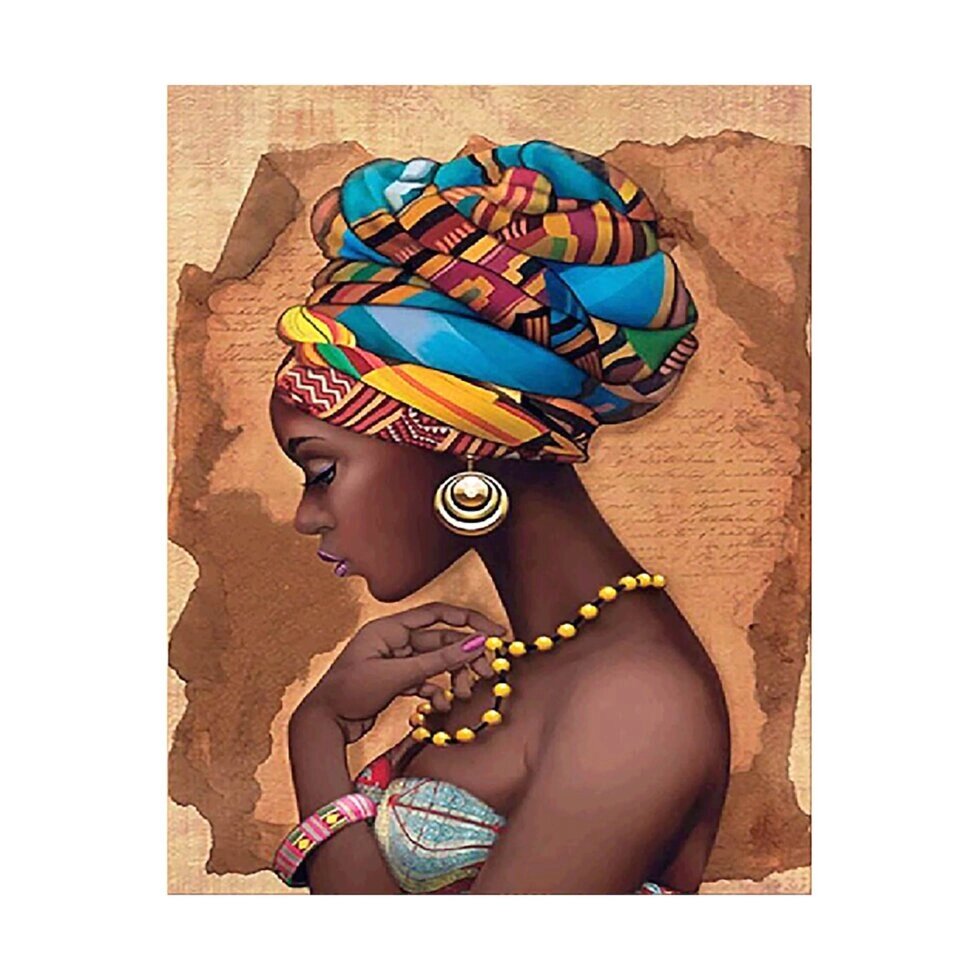 Алмазна мозаїка Strateg «Дівчина з Африки», 40х50 см від компанії Оптово-роздрібний магазин канцтоварів «ШКОЛЯРИК» - фото 1