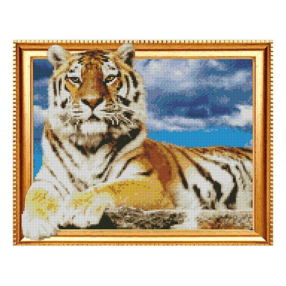 Алмазна мозаїка Strateg «Гордий тигр», 40х50 см від компанії Оптово-роздрібний магазин канцтоварів «ШКОЛЯРИК» - фото 1