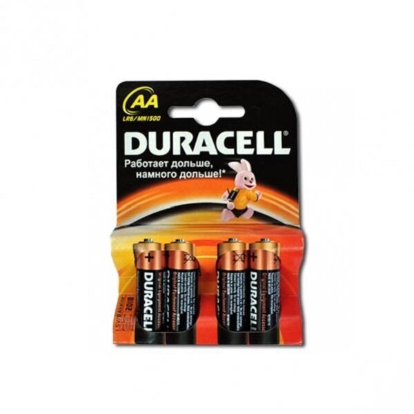 Батарейка Duracell LR-06 АА по 4 штуки від компанії Оптово-роздрібний магазин канцтоварів «ШКОЛЯРИК» - фото 1
