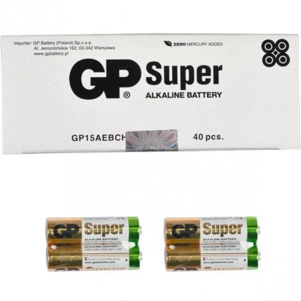 Батарейка GP 15АЕВ-2S2 по 2 штуки Alkaline від компанії Оптово-роздрібний магазин канцтоварів «ШКОЛЯРИК» - фото 1