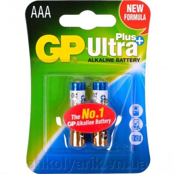 Батарейка GP 24AUP-U2 лужна LR03 AUP, AAA Alkaline Ultra + від компанії Оптово-роздрібний магазин канцтоварів «ШКОЛЯРИК» - фото 1
