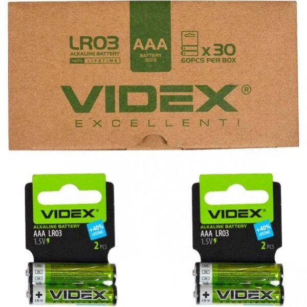 Батарейка Videx LR03 / AAA 2pcs SHRINK CARD від компанії Оптово-роздрібний магазин канцтоварів «ШКОЛЯРИК» - фото 1
