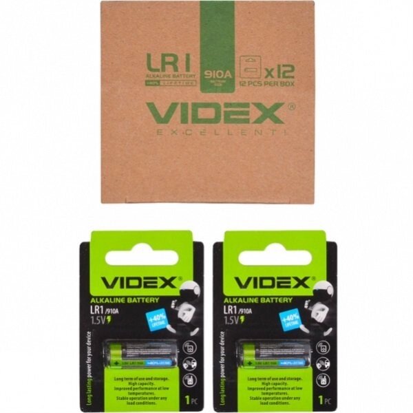 Батарейка Videx LR1 / 910A 1pcs Alkaline від компанії Оптово-роздрібний магазин канцтоварів «ШКОЛЯРИК» - фото 1