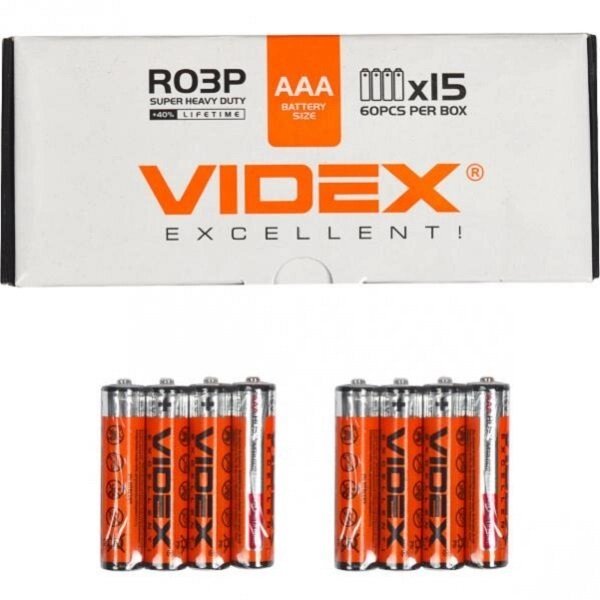 Батарейка Videx R03P / AAA 4pcs SHRINK від компанії Оптово-роздрібний магазин канцтоварів «ШКОЛЯРИК» - фото 1