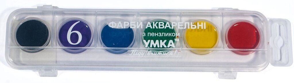 Фарби акварельні 6 кольорів КР80 Умка від компанії Оптово-роздрібний магазин канцтоварів «ШКОЛЯРИК» - фото 1
