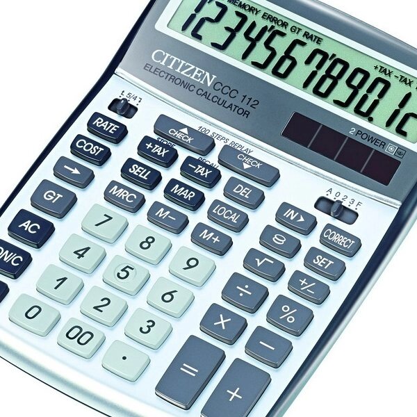 Калькулятор бухгалтерський настільний CITIZEN CCC-112WB від компанії Оптово-роздрібний магазин канцтоварів «ШКОЛЯРИК» - фото 1