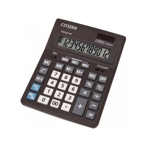 Калькулятор бухгалтерський настільний CITIZEN CDB1201-BK від компанії Оптово-роздрібний магазин канцтоварів «ШКОЛЯРИК» - фото 1