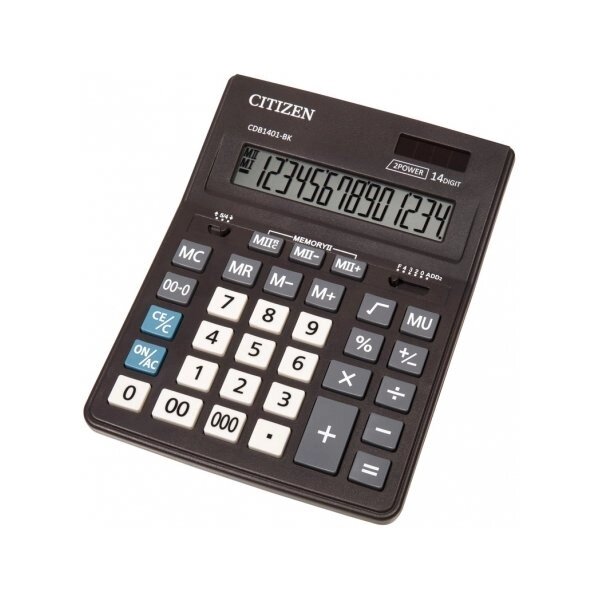 Калькулятор бухгалтерський настільний CITIZEN CDB1401-BK від компанії Оптово-роздрібний магазин канцтоварів «ШКОЛЯРИК» - фото 1