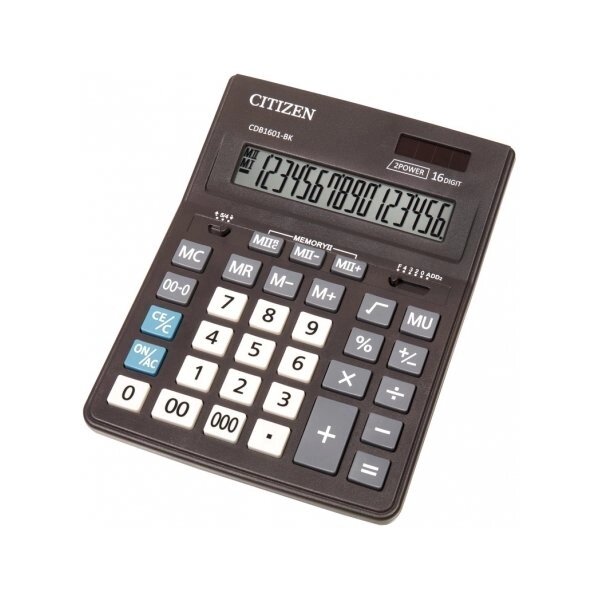 Калькулятор бухгалтерський настільний CITIZEN CDB1601-BK від компанії Оптово-роздрібний магазин канцтоварів «ШКОЛЯРИК» - фото 1