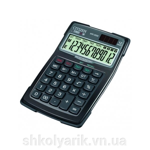 Калькулятор бухгалтерський настільний вологозахищений CITIZEN WR-3000 від компанії Оптово-роздрібний магазин канцтоварів «ШКОЛЯРИК» - фото 1